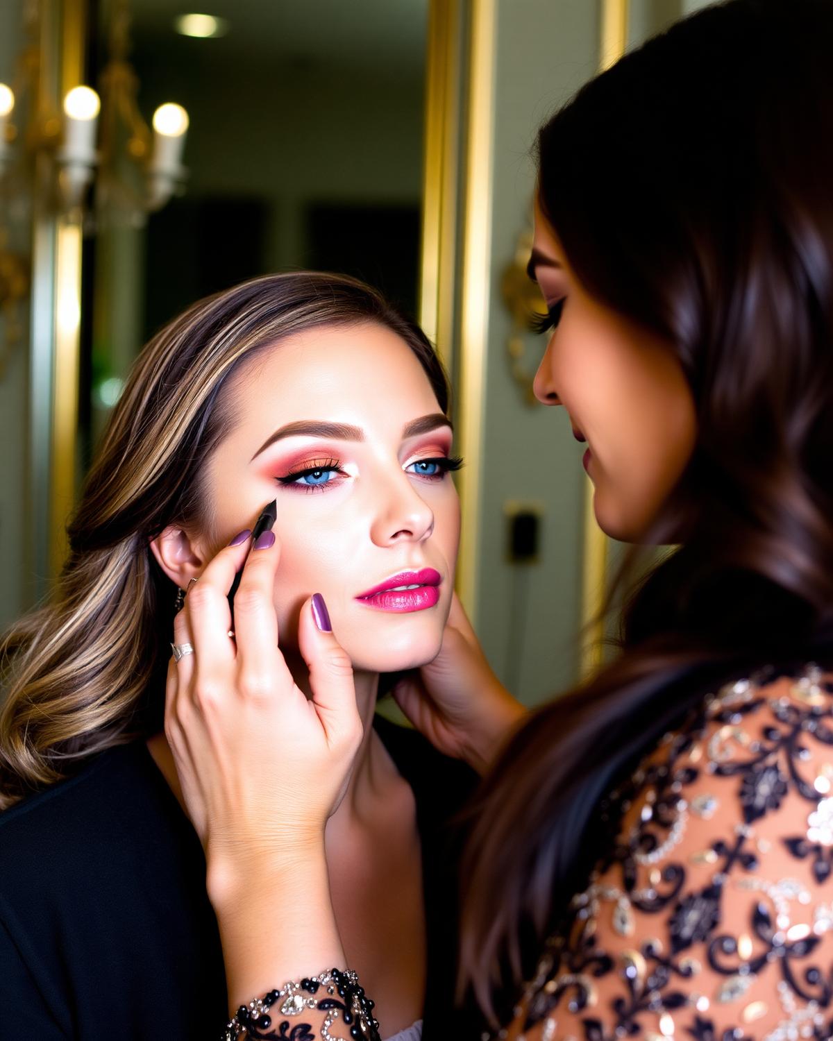 Makeup application at Lux Salon